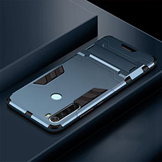 Funda Bumper Silicona y Plastico Mate Carcasa con Soporte R03 para Xiaomi Redmi Note 8 Azul