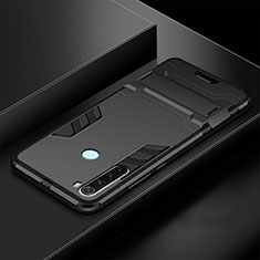 Funda Bumper Silicona y Plastico Mate Carcasa con Soporte R03 para Xiaomi Redmi Note 8 Negro