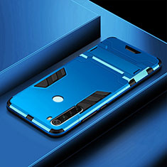 Funda Bumper Silicona y Plastico Mate Carcasa con Soporte R03 para Xiaomi Redmi Note 8T Azul Cielo