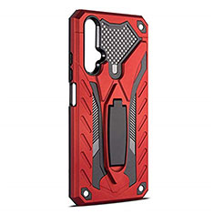 Funda Bumper Silicona y Plastico Mate Carcasa con Soporte R04 para Huawei Honor 20 Rojo