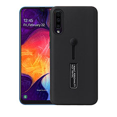 Funda Bumper Silicona y Plastico Mate Carcasa con Soporte R04 para Samsung Galaxy A70S Negro