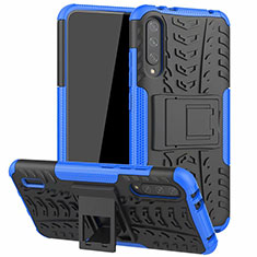Funda Bumper Silicona y Plastico Mate Carcasa con Soporte R04 para Xiaomi Mi A3 Azul