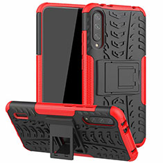 Funda Bumper Silicona y Plastico Mate Carcasa con Soporte R04 para Xiaomi Mi A3 Rojo