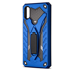 Funda Bumper Silicona y Plastico Mate Carcasa con Soporte R04 para Xiaomi Redmi 9AT Azul