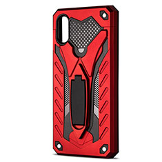 Funda Bumper Silicona y Plastico Mate Carcasa con Soporte R04 para Xiaomi Redmi 9AT Rojo