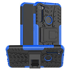 Funda Bumper Silicona y Plastico Mate Carcasa con Soporte R06 para Xiaomi Redmi Note 8 Azul
