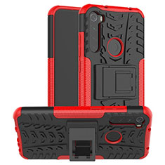 Funda Bumper Silicona y Plastico Mate Carcasa con Soporte R06 para Xiaomi Redmi Note 8T Rojo