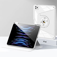 Funda Bumper Silicona y Plastico Mate Carcasa con Soporte S01 para Apple iPad Pro 12.9 (2020) Blanco