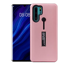 Funda Bumper Silicona y Plastico Mate Carcasa con Soporte T01 para Huawei P30 Pro New Edition Oro Rosa