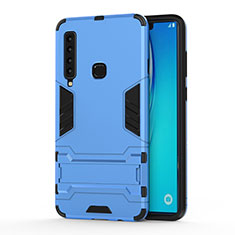 Funda Bumper Silicona y Plastico Mate Carcasa con Soporte T01 para Samsung Galaxy A9 (2018) A920 Azul Cielo