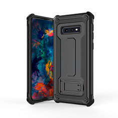 Funda Bumper Silicona y Plastico Mate Carcasa con Soporte T01 para Samsung Galaxy S10e Negro