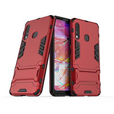 Funda Bumper Silicona y Plastico Mate Carcasa con Soporte T02 para Samsung Galaxy A70E Rojo