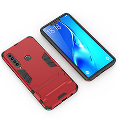 Funda Bumper Silicona y Plastico Mate Carcasa con Soporte T02 para Samsung Galaxy A9 Star Pro Rojo