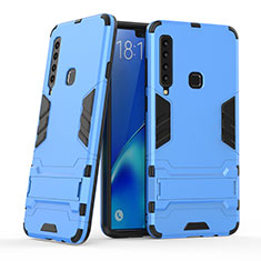 Funda Bumper Silicona y Plastico Mate Carcasa con Soporte T03 para Samsung Galaxy A9 (2018) A920 Azul Cielo