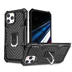 Funda Bumper Silicona y Plastico Mate Carcasa con Soporte YF1 para Apple iPhone 13 Pro Negro