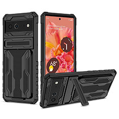 Funda Bumper Silicona y Plastico Mate Carcasa con Soporte YF1 para Google Pixel 6 5G Negro