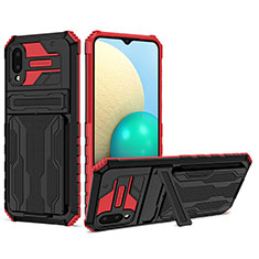 Funda Bumper Silicona y Plastico Mate Carcasa con Soporte YF1 para Samsung Galaxy A02 Rojo