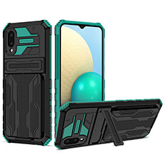 Funda Bumper Silicona y Plastico Mate Carcasa con Soporte YF1 para Samsung Galaxy A02 Verde