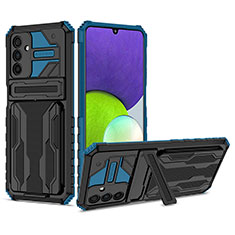 Funda Bumper Silicona y Plastico Mate Carcasa con Soporte YF1 para Samsung Galaxy A04s Azul