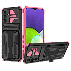 Funda Bumper Silicona y Plastico Mate Carcasa con Soporte YF1 para Samsung Galaxy A04s Rosa