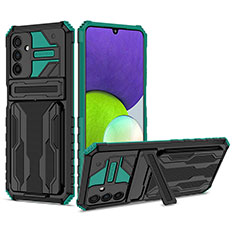 Funda Bumper Silicona y Plastico Mate Carcasa con Soporte YF1 para Samsung Galaxy A04s Verde