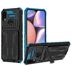 Funda Bumper Silicona y Plastico Mate Carcasa con Soporte YF1 para Samsung Galaxy A10s Azul