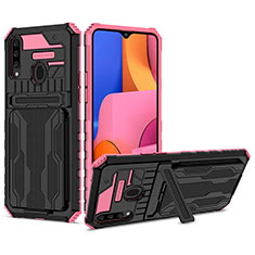 Funda Bumper Silicona y Plastico Mate Carcasa con Soporte YF1 para Samsung Galaxy A20s Rosa Roja