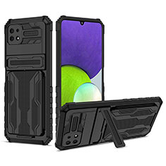 Funda Bumper Silicona y Plastico Mate Carcasa con Soporte YF1 para Samsung Galaxy A22s 5G Negro