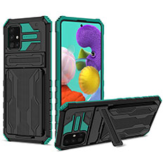 Funda Bumper Silicona y Plastico Mate Carcasa con Soporte YF1 para Samsung Galaxy A51 5G Verde