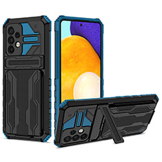Funda Bumper Silicona y Plastico Mate Carcasa con Soporte YF1 para Samsung Galaxy A52 4G Azul