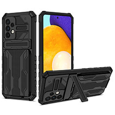 Funda Bumper Silicona y Plastico Mate Carcasa con Soporte YF1 para Samsung Galaxy A52 5G Negro