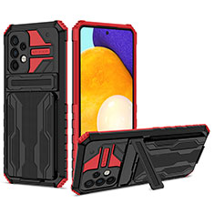 Funda Bumper Silicona y Plastico Mate Carcasa con Soporte YF1 para Samsung Galaxy A52 5G Rojo