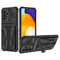 Funda Bumper Silicona y Plastico Mate Carcasa con Soporte YF1 para Samsung Galaxy A53 5G Negro