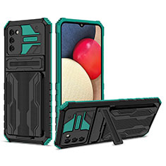 Funda Bumper Silicona y Plastico Mate Carcasa con Soporte YF1 para Samsung Galaxy M02s Verde