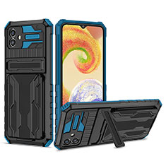 Funda Bumper Silicona y Plastico Mate Carcasa con Soporte YF1 para Samsung Galaxy M04 Azul