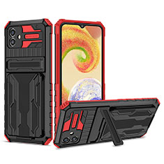 Funda Bumper Silicona y Plastico Mate Carcasa con Soporte YF1 para Samsung Galaxy M04 Rojo