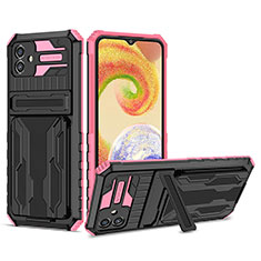 Funda Bumper Silicona y Plastico Mate Carcasa con Soporte YF1 para Samsung Galaxy M04 Rosa