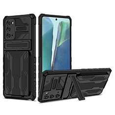 Funda Bumper Silicona y Plastico Mate Carcasa con Soporte YF1 para Samsung Galaxy Note 20 5G Negro