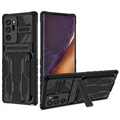 Funda Bumper Silicona y Plastico Mate Carcasa con Soporte YF1 para Samsung Galaxy Note 20 Ultra 5G Negro