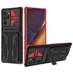 Funda Bumper Silicona y Plastico Mate Carcasa con Soporte YF1 para Samsung Galaxy Note 20 Ultra 5G Rojo