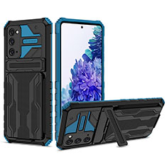 Funda Bumper Silicona y Plastico Mate Carcasa con Soporte YF1 para Samsung Galaxy S20 FE (2022) 5G Azul
