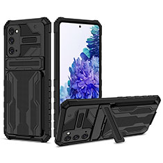 Funda Bumper Silicona y Plastico Mate Carcasa con Soporte YF1 para Samsung Galaxy S20 FE (2022) 5G Negro