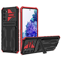 Funda Bumper Silicona y Plastico Mate Carcasa con Soporte YF1 para Samsung Galaxy S20 FE 5G Rojo