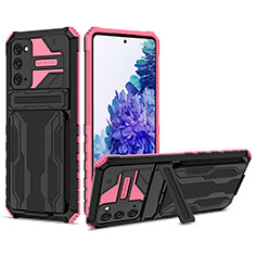 Funda Bumper Silicona y Plastico Mate Carcasa con Soporte YF1 para Samsung Galaxy S20 FE 5G Rosa Roja