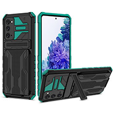 Funda Bumper Silicona y Plastico Mate Carcasa con Soporte YF1 para Samsung Galaxy S20 FE 5G Verde