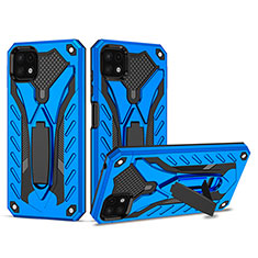 Funda Bumper Silicona y Plastico Mate Carcasa con Soporte YF2 para Samsung Galaxy F42 5G Azul