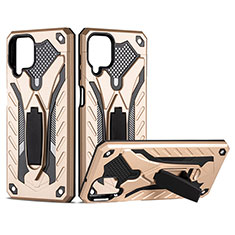 Funda Bumper Silicona y Plastico Mate Carcasa con Soporte YF2 para Samsung Galaxy M12 Oro