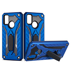 Funda Bumper Silicona y Plastico Mate Carcasa con Soporte YF2 para Samsung Galaxy M21 Azul