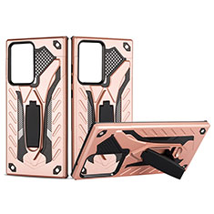 Funda Bumper Silicona y Plastico Mate Carcasa con Soporte YF2 para Samsung Galaxy Note 20 Ultra 5G Oro Rosa