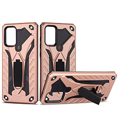 Funda Bumper Silicona y Plastico Mate Carcasa con Soporte YF2 para Samsung Galaxy S20 Plus 5G Oro Rosa